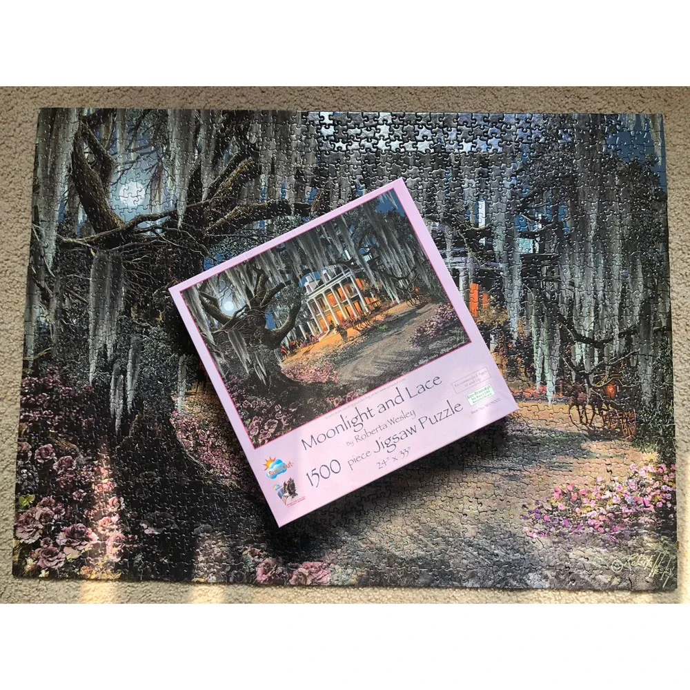 Sunsout 1500 pc Puzzle Moonlight and Lace Southern Antebellum Oak Spanish Moss